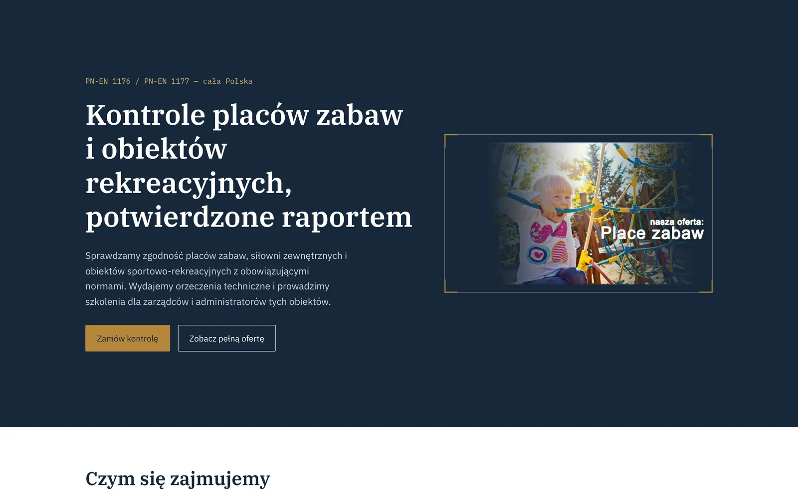 Projekt koncepcyjny strony: Kontrole i orzeczenia dla placów zabaw