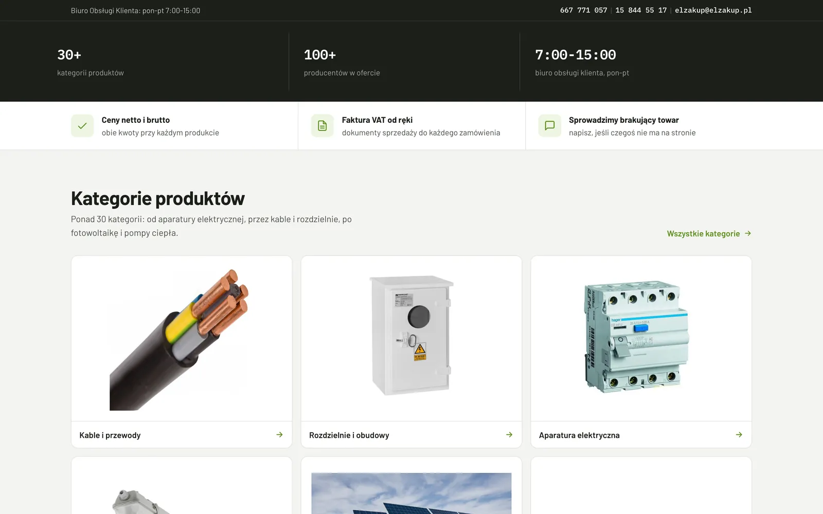 Projekt koncepcyjny strony: Hurtownia elektryczna B2B