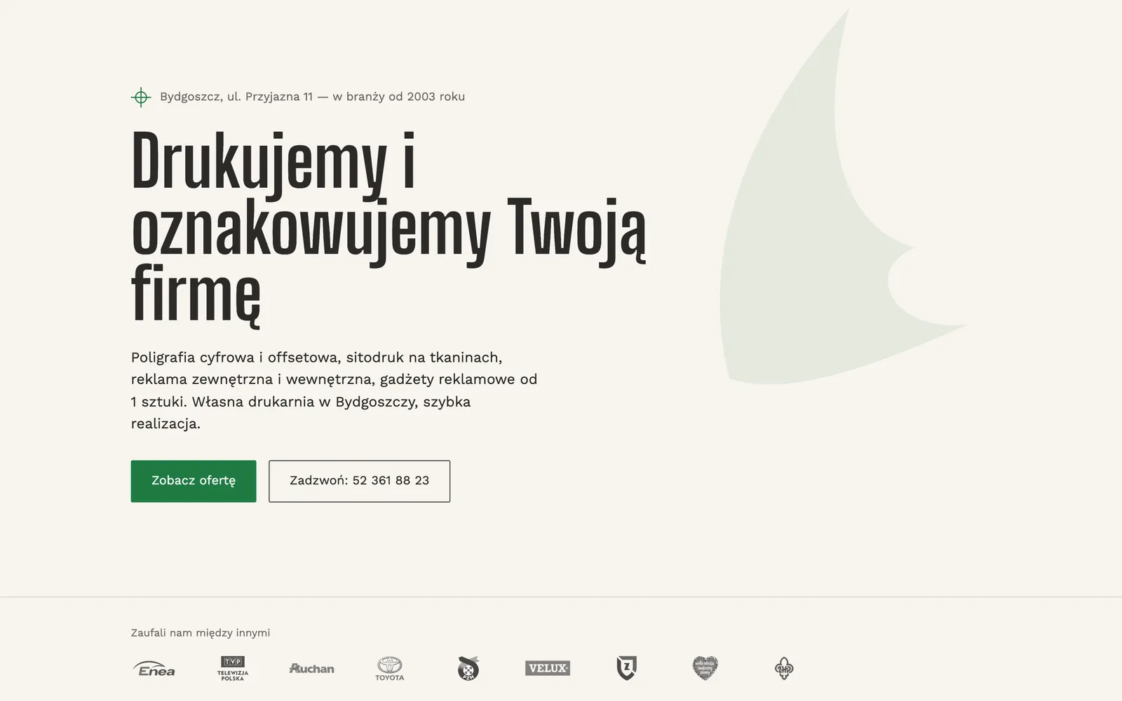Projekt koncepcyjny strony: Agencja reklamowa i drukarnia