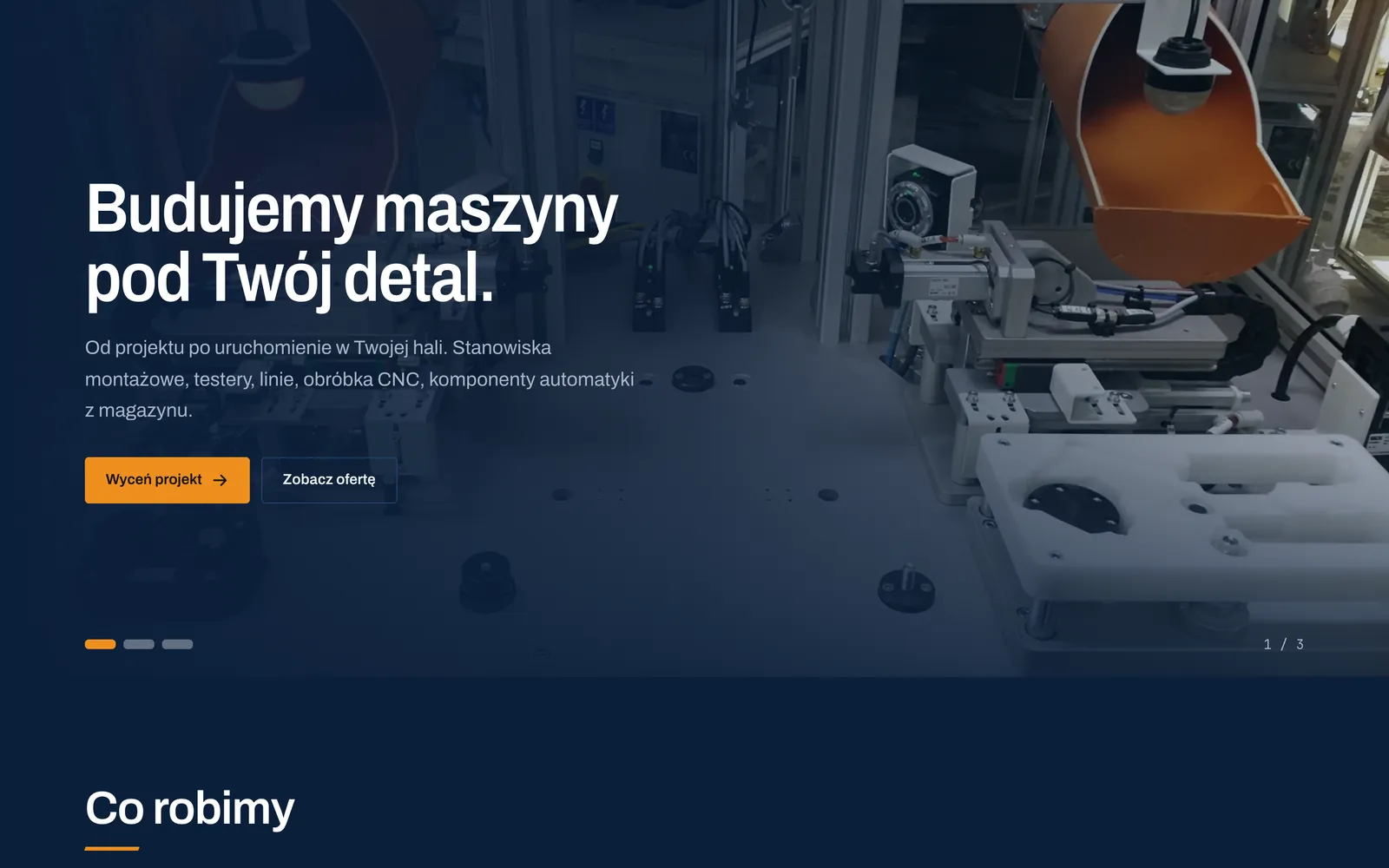 Projekt koncepcyjny strony: Maszyny i stanowiska pod konkretny detal
