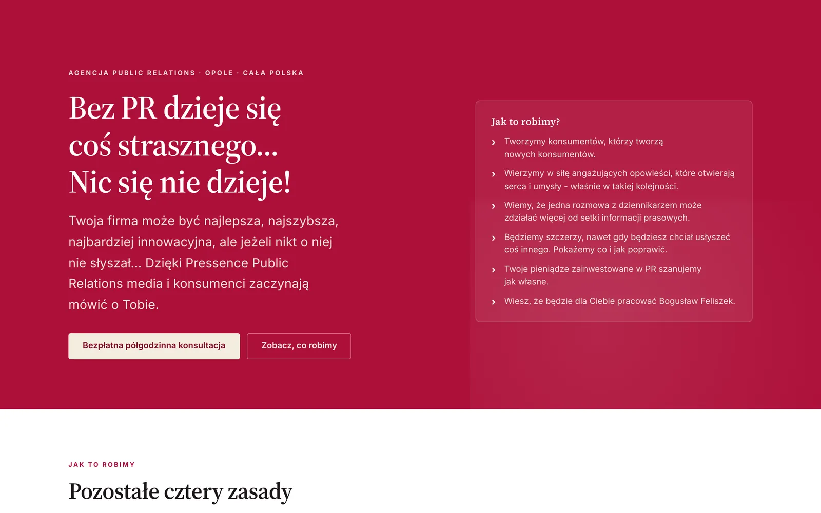 Projekt koncepcyjny strony: Agencja PR