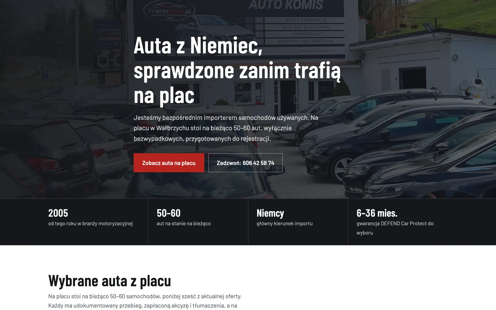 Projekt koncepcyjny strony: Import aut używanych z Niemiec