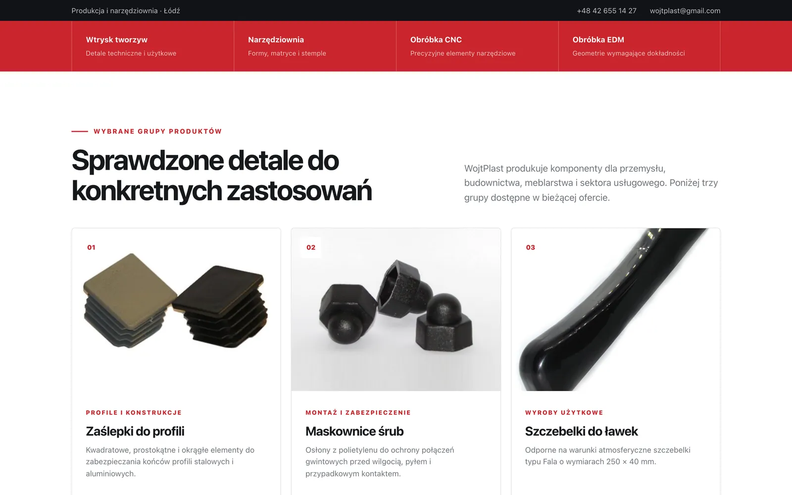 Projekt koncepcyjny strony: Detale z tworzyw sztucznych i formy wtryskowe