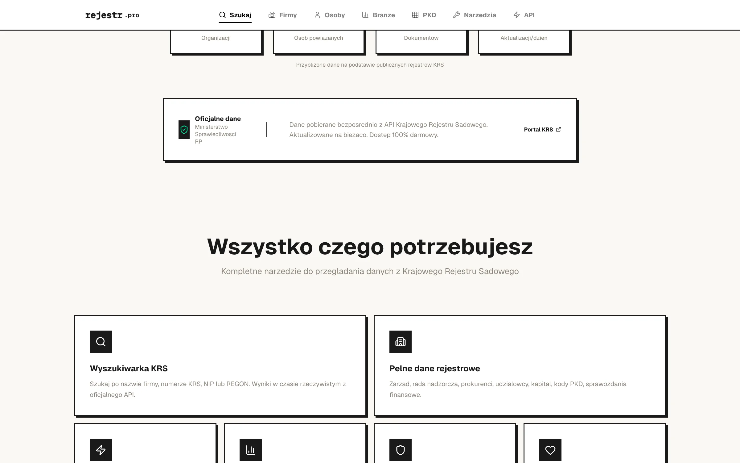 Rejestr Pro — zrzut ekranu