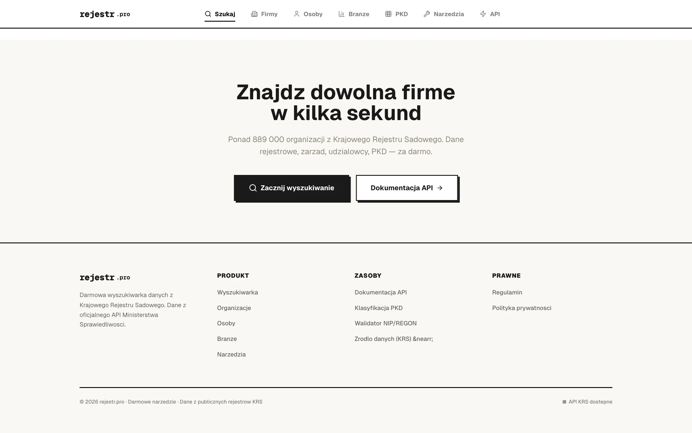 Rejestr Pro — interfejs