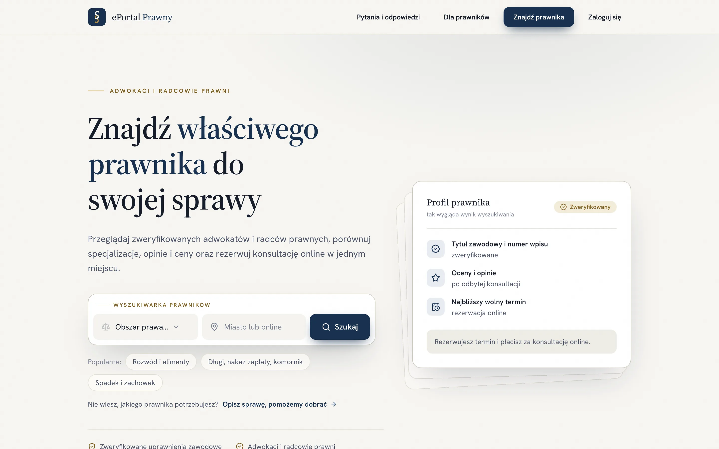 ePortal Prawny - widok desktop