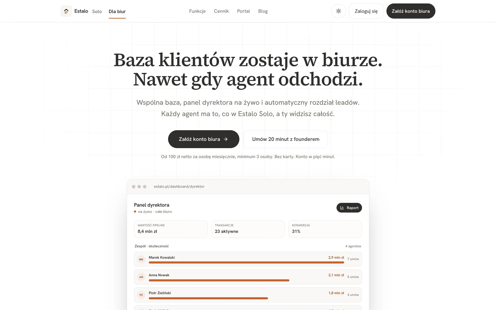 Estalo - zrzut ekranu realizacji